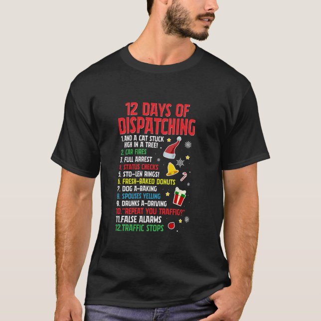 Camiseta 12 Días De Envío De Navidades Pajama Dispatcher (Anverso)