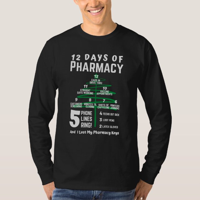 Camiseta 12 Días De Farmacia Árbol De Navidad Farmacéutico  (Anverso)