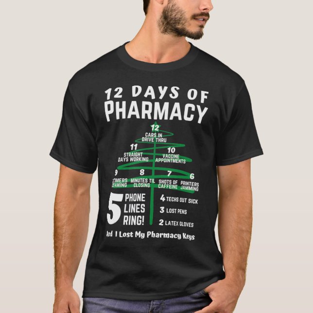Camiseta 12 Días De Farmacia, Farmacia Navidad, Farmacia (Anverso)