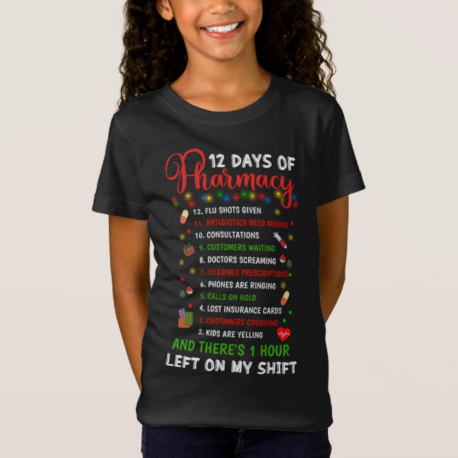 Camiseta 12 días de Navidades divertidos de la farmacia Tec (Anverso)