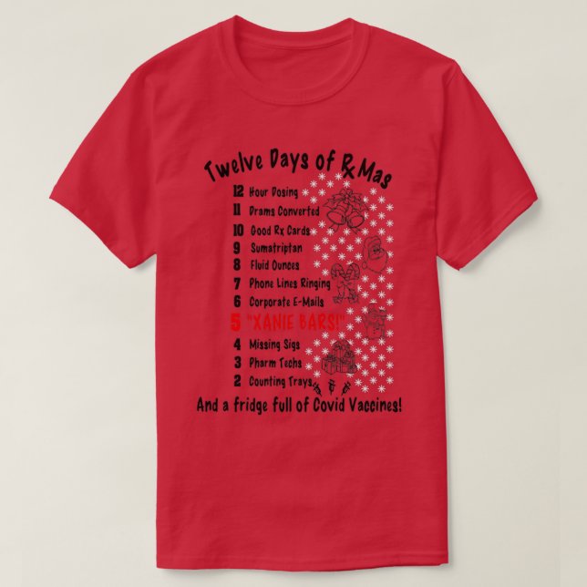 Camiseta 12 Días de Navidades Farmacéuticos 1 (Diseño del anverso)