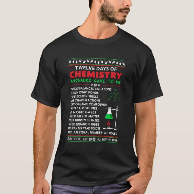 Camiseta 12 Días De Química - Navidades De Maestros De Quím (Anverso)