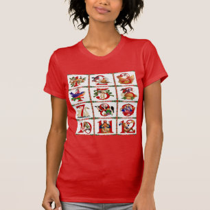 Camiseta 12 Días de Regalos de Impresión de Colcha de Navid