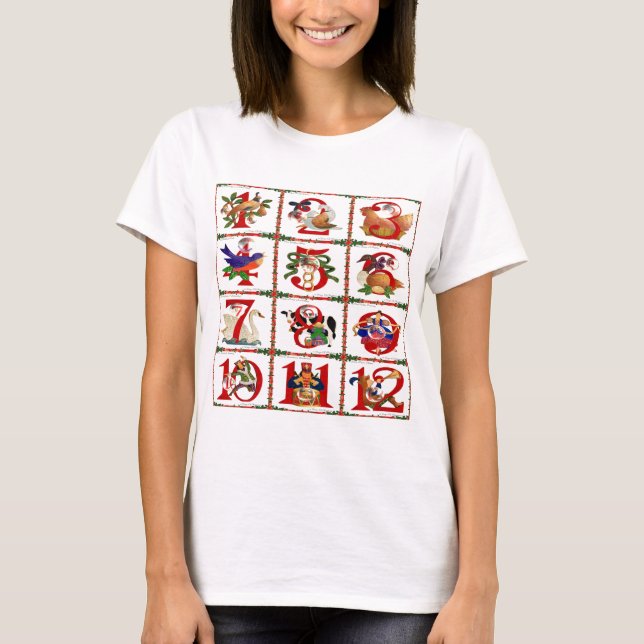 Camiseta 12 Días De Regalos De Impresión De Los Navidades (Anverso)