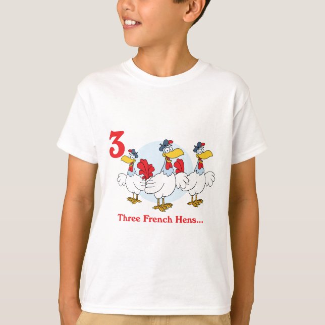 Camiseta 12 días tres gallinas francesas (Anverso)