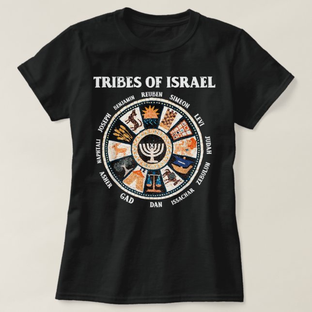 Camiseta 12 Trece tribus de Israel Hebreo-Judá (Diseño del anverso)