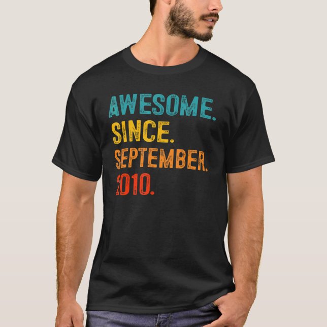Camiseta 12 Year Old  Awesome Since September 2010 12th Bda (Anverso)