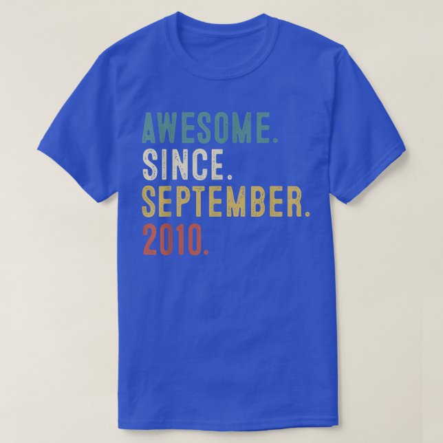 Camiseta 12 Year Old Gift Awesome Since September 2010 12th (Diseño del anverso)