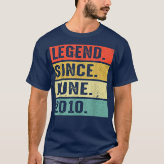 Camiseta 12 Years Old Legend Since June 2010 12th Birthday