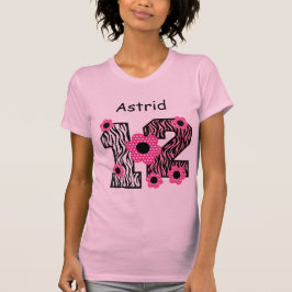 Camiseta 12mo Nombre de encargo V025A4J2 de la cebra rosada