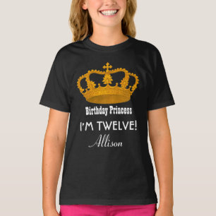 Camiseta 12mo Princesa Name Royal Crown v09J del cumpleaño