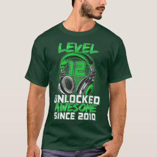 Camiseta 12th Birthday Boy Level 12 Unlocked Awesome 2010 V