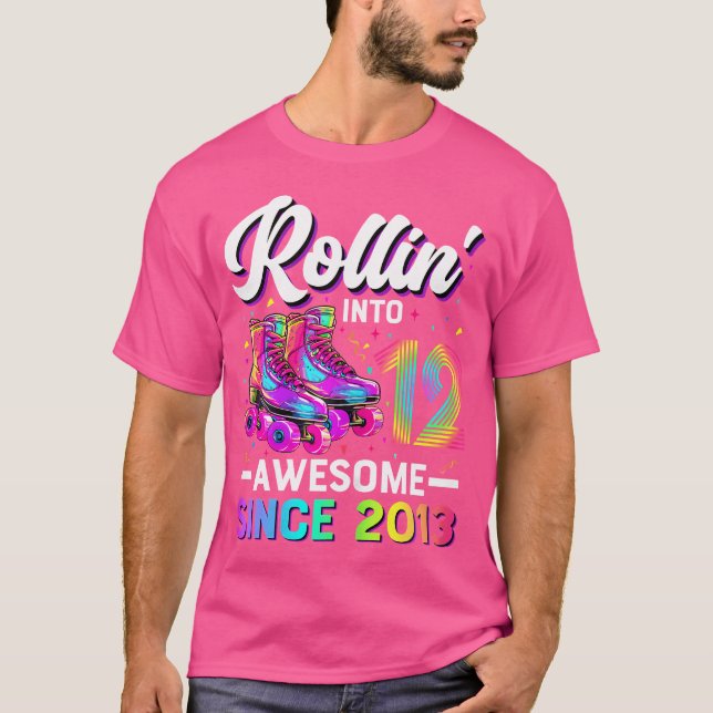 Camiseta 12Th Birthday Girl 12 Year Old Roller Skate Skatin (Anverso)