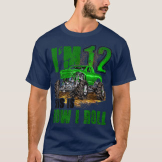 Camiseta 12th Birthday Monster Truck For Boys & Girls 12 Ye