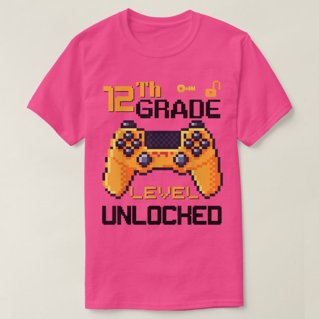 Camiseta 12th grade level unlocked video game gamers pixel  (Diseño del anverso)