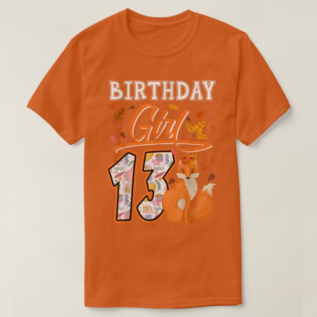 Camiseta 13.ª Chica De Cumpleaños Cute Fo Lover Zoo Animal  (Diseño del anverso)