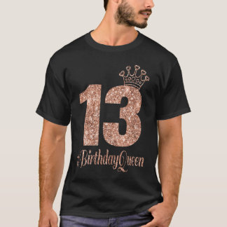 Camiseta 13.ª Chica de cumpleaños doble dígito de color Ros