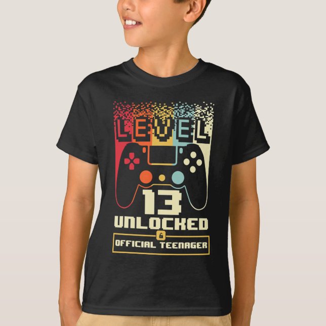 Camiseta 13.ª Regalo de cumpleaños Niños Nivel 13 Funcionar (Anverso)