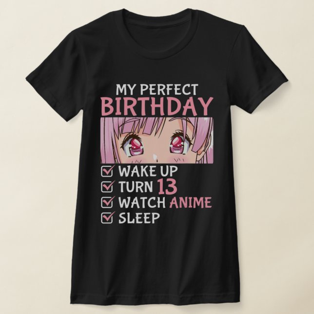 Camiseta 13.º Anime de observación de cumpleaños, adolescen (Distribución)