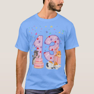 Camiseta 13.º Chica de cumpleaños lindo conjunto de gato de