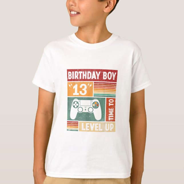 Camiseta 13.º cumpleaños, hora de los videojuegos de nivel (Anverso)
