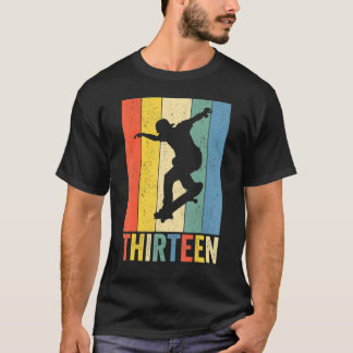 Camiseta 13.º Cumpleaños Retro Skateboard Niños 13