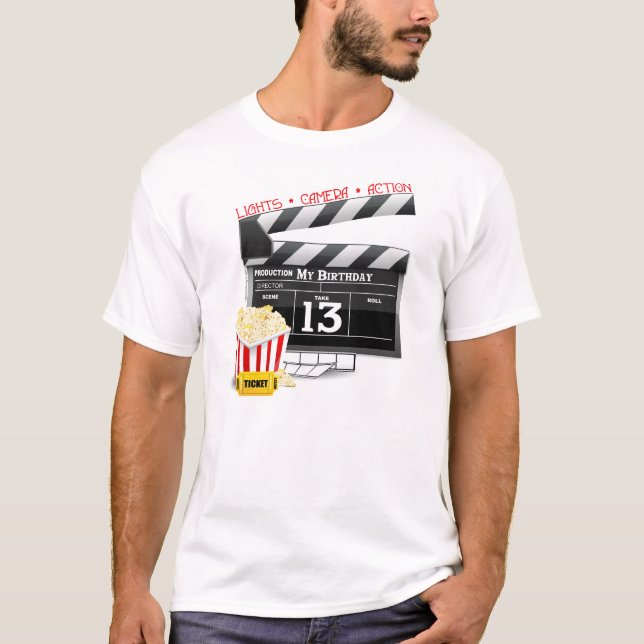 Camiseta 13.º Fiesta de cine de cumpleaños (Anverso)