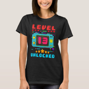 Camiseta 13.º Nacimiento Niño Nivel 13 Video Gamer Bi desbl