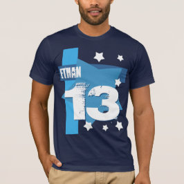 Camiseta 13.º Nacimiento Nombre personalizado AZUL y BLANCO