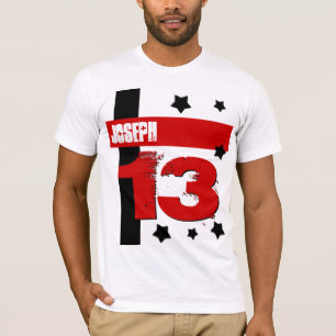 Camiseta 13.º Nacimiento Nombre personalizado RED BLANCO NE