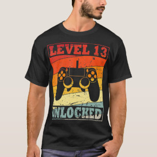 Camiseta 13.º tema de juegos de cumpleaños Nivel 13 desbloq