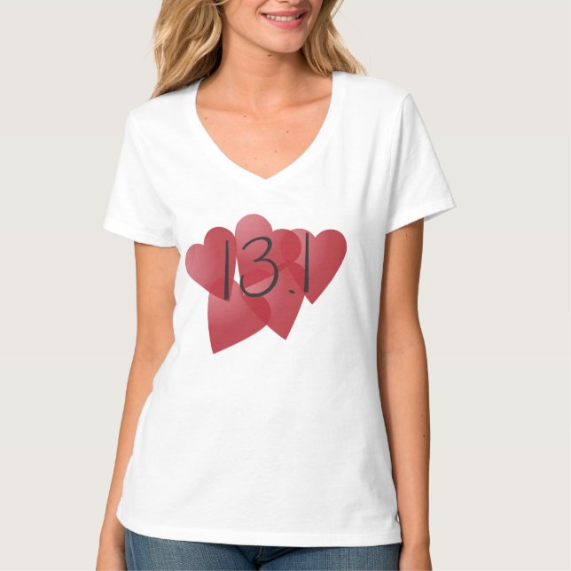 Camiseta 13,1 corazones - medio amor del maratón (Anverso)