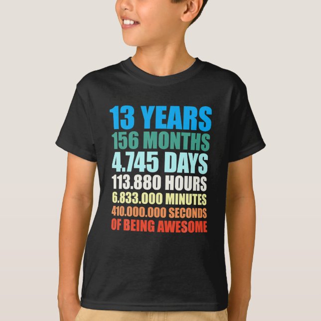 Camiseta 13 años de asombroso niño de regalo de cumpleaños (Anverso)