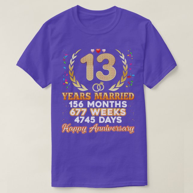 Camiseta 13 años de matrimonio feliz 13° aniversario Boda C (Diseño del anverso)