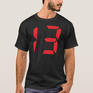 Camiseta 13 número digital del despertador de trece rojos