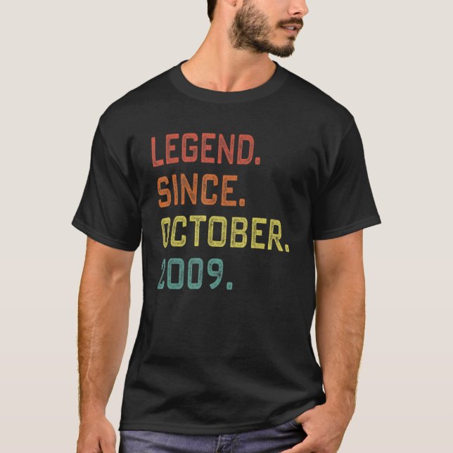 Camiseta 13 Years Old  Legend Since October 2009 13th Birth (Anverso)