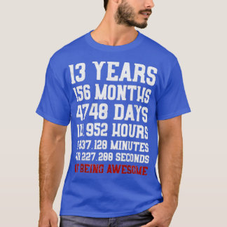 Camiseta 13 Years old of Being Awesome 13th Birthday Gift