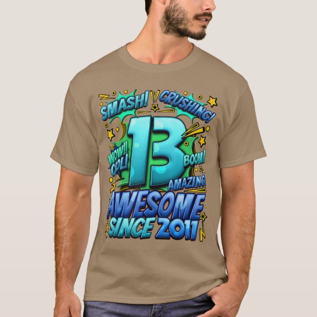 Camiseta 13th Birthday Comic Style Awesome since 2011 13 Ye (Anverso)