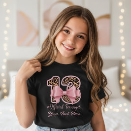 Camiseta 13th Birthday Gift Pink Leopard Print Bow