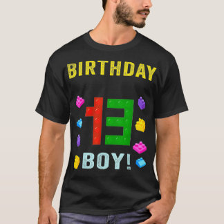 Camiseta 13th Birthday Thirteen 13 Years Old Block Building