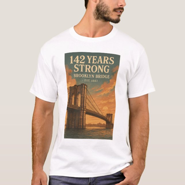 Camiseta 142 años fuerte - El puente de Brooklyn (Anverso)