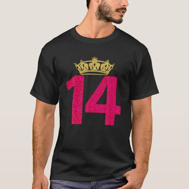 Camiseta 14.ª Corona De Cumpleaños Para Niñas Princesa De 1 (Anverso)
