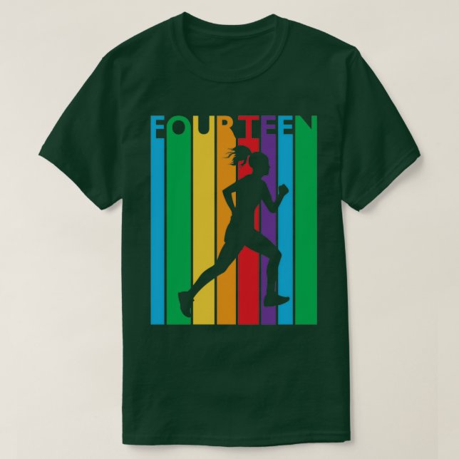 Camiseta 14.ª Regalo de cumpleaños Cuatro coloridas carrera (Diseño del anverso)