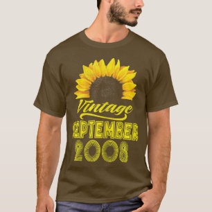 Camiseta 14.ª ropa de cumpleaños Vintage de girasol septiem