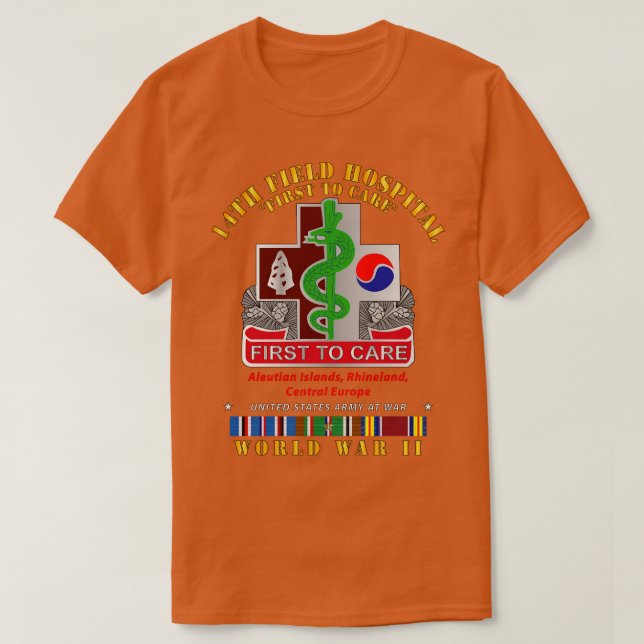 Camiseta 14.º Hospital de Campo con WWII EU SVC 1 (Diseño del anverso)
