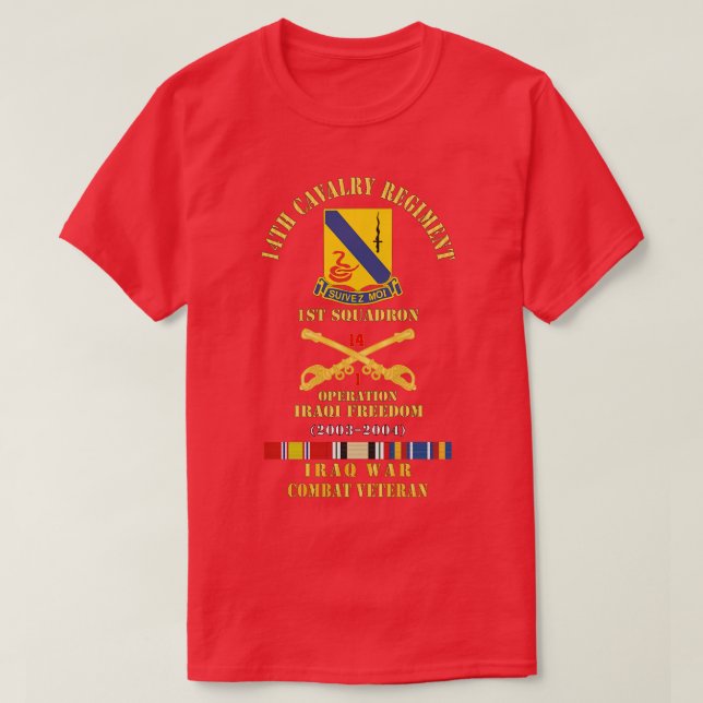 Camiseta 14.º Regimiento Cavalry con Cav Br 1er Escuadrón O (Diseño del anverso)
