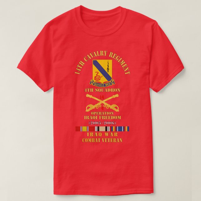 Camiseta 14.º Regimiento Cavalry con Cav Br 4º Escuadrón OI (Diseño del anverso)