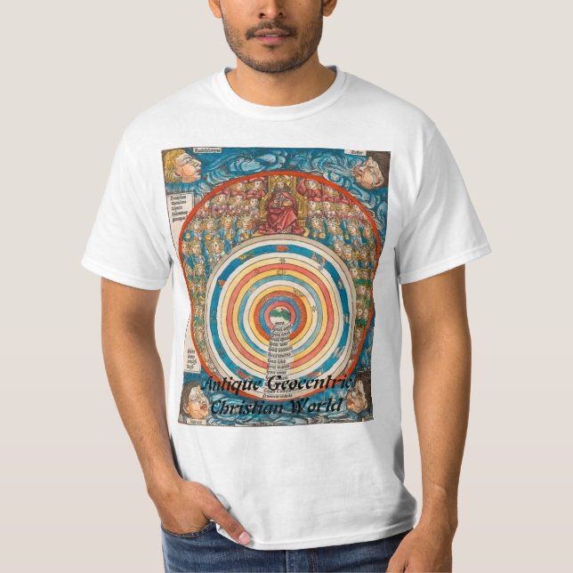 Camiseta $14,95 Mundo cristiano geocéntrico antiguo (Anverso)