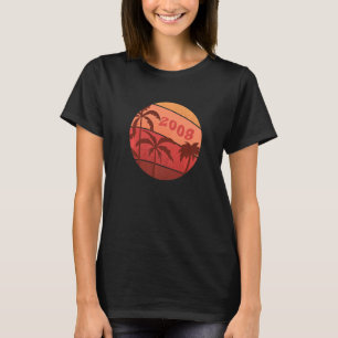 Camiseta 14 Aniversario Clásico Retro Palm Sunset Birthda