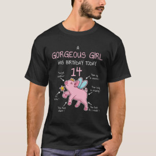 Camiseta 14 Aniversario De Cuatro Años Gorgoso Chica Funny